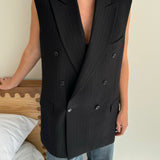 Dark blue pinstriped double breasted vest