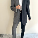 Grey and dark grey pinstriped contrasted suit