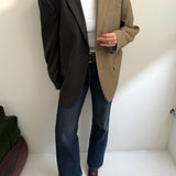 Pale and dark brown houndstooth contrasted blazer