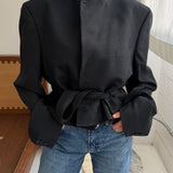 Belted blazer in Blue small checkered