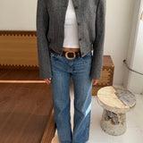 Bomber jacket in Dark grey herringbone