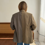 Contrasted blazer in sand houndstooth and brown textured (Express shipping)
