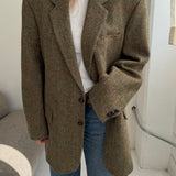 Green checkered wool blazer