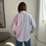 Pink striped and white with blue stripes contrasted shirt