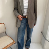 Stunning grey toned checkered contrasted blazer