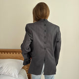 Grey pinstriped button back blazer