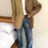 Contrasted blazer in silk rose and golden hues