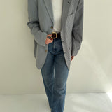 Baby blue contrasted blazer