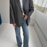 Contrasted blazer in Grey and grey pinstriped (Express shipping)
