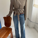 Belted blazer in Beige