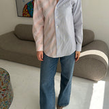 Light blue striped and white with orange/pink stripes contrasted shirt