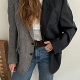 Stunning contrasted blazer in dark grey and houndstooth
