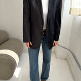 Contrasted blazer in solid blue and deep purple checkered (Express shipping)
