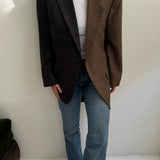 Contrasted blazer in brown speckered and dark brown checkered