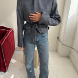 Belted blazer in Blue checkered