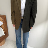 Olive contrasted blazer in wool