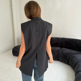 Stunning double breasted button back vest in blue