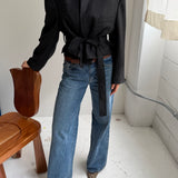 Belted blazer in Dark grey speckered