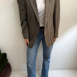 Plaid and herringbone wool contrasted blazer