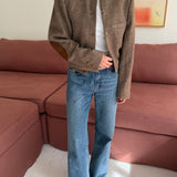 Bomber jacket in brown herringbone