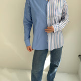 Contrasted shirt in blue and pink tones