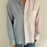 Contrasted shirt in blue and red tones
