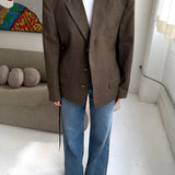 Double belted blazer in plaid