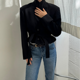 Belted cropped blazer