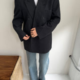 Double breasted grey pinstriped blazer