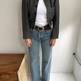 Bomber jacket in grey and black houndstooth