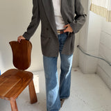 Button back blazer in Grey plaid