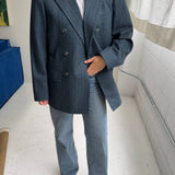 Blue pinstriped blazer in soft wool