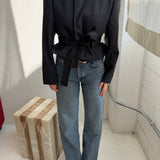 Belted blazer in Blue speckled