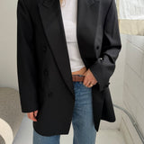 Black double-breasted tuxedo blazer