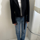 Belted cropped blazer