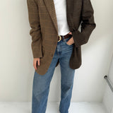 Houndstooth and plaid contrasted blazer