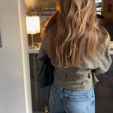 Houndstooth belted blazer in wool