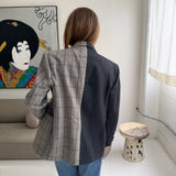 Contrasted blazer in grey pinstriped and pale grey checkered (Express shipping)