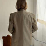 Contrasted blazer in Olive green and beige plaid (Express shipping)