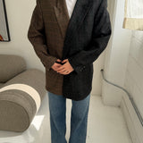 Double breasted contrasted blazer in plaid and dark green plaid cashmere (Express shipping)
