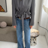 Belted blazer in Blue speckered
