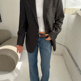 Contrasted blazer in plaid brown and speckered brown  (Express shipping)