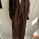 Heavy wool chocolate brown with hues of green coat