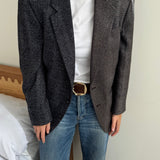 Navy and brown toned silk contrasted blazer
