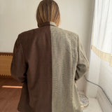 Contrasted blazer in Brown checkered and houndstooth (Express shipping)