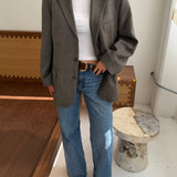 Contrasted blazer in herringbone warm grey and houndstooth (Express shipping)