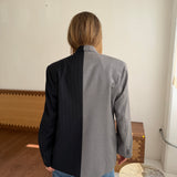 Contrasted blazer in Navy pinstriped and solid grey (Express shipping)