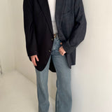 Dark blue contrasted blazer