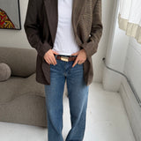 Contrasted blazer in brown Speckered and yellow houndstooth (Express shipping)