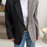 Contrasted blazer in grey pinstriped and pale grey checkered (Express shipping)